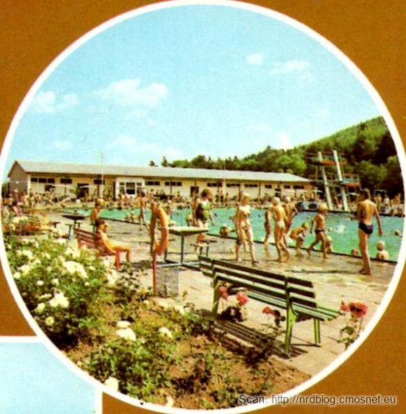 Pocztówka z Ilmenau - basen, NRD, ok. 1975
