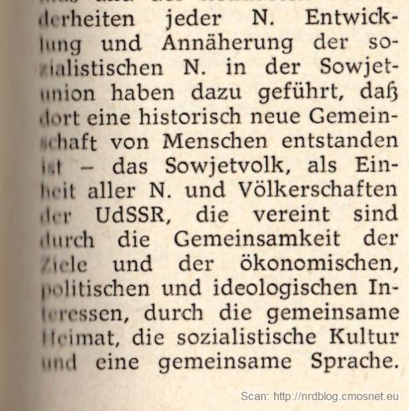 Kleines Politisches Wörterbuch (NRD, 1973) - hasło "Nation"