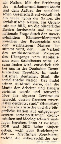 Kleines Politisches Wörterbuch (NRD, 1973) - hasło "nationale Frage"