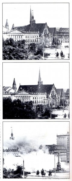 Wyburzanie kościoła uniwersyteckiego w Lipsku (NRD) - skan z czasopisma "Merian" nr 9/77