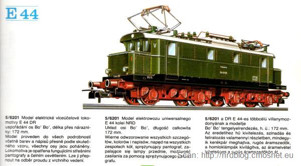 Katalog kolejek PIKO, skala H0 - lokomotywa E44, NRD, ok. 1975