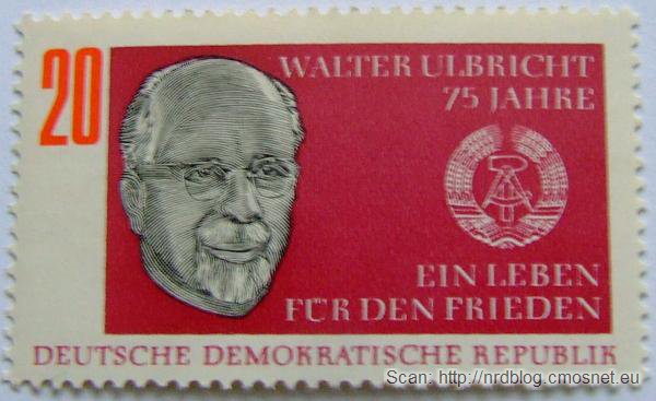 Znaczek pocztowy z NRD z Walterem Ulbrichtem, 1968