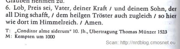 Stara, niemiecka pieśń kościelna, skan z książeczki "Gotteslob"